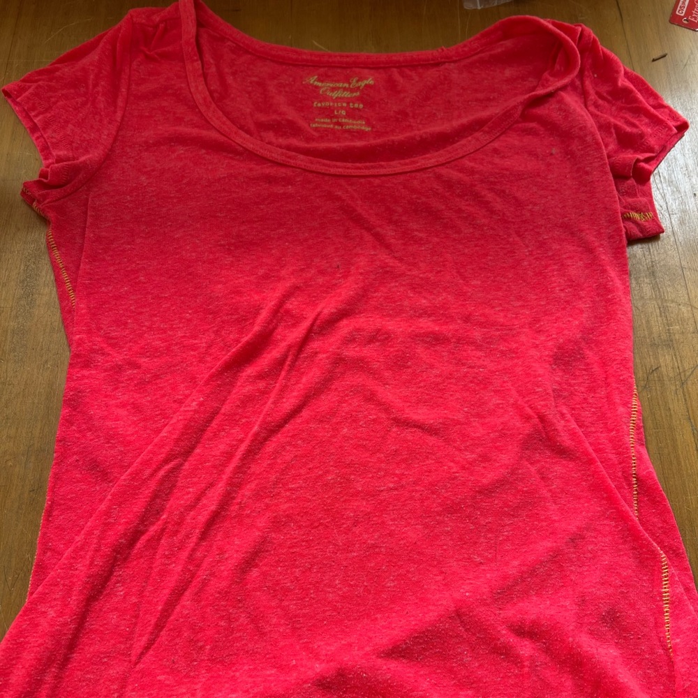 American Eagle Outfitters Neon Pink and Green Tee